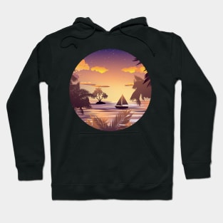 Tropical Island and Sailboat at Sunset Hoodie